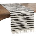 Saro Lifestyle SARO 3333.BW1672B 16 x 72 in. Oblong Cotton Table Runner with Black & White Zebra Chindi Design 3333.BW1672B